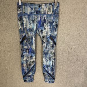 S Lululemon On Pace Tight 7/8 25" Women's‎ Size 8 Sun Dazed Multi Blue Leggings